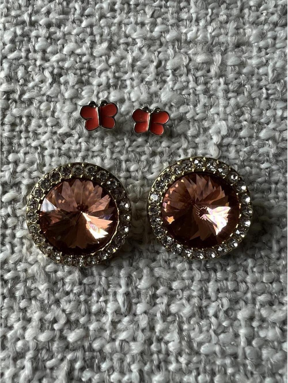 Butterfly and Round Halo Earrings